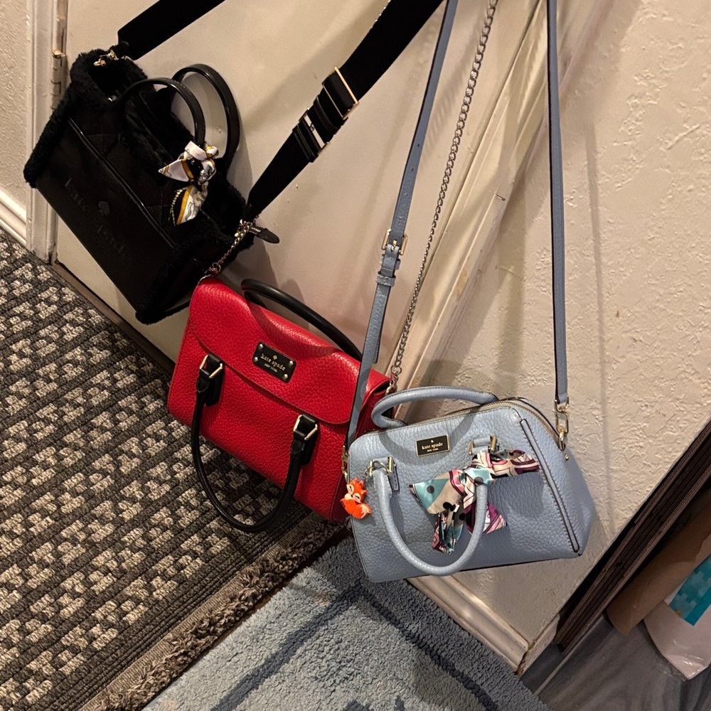 Stylish Black, Red, and Blue Women's Handbag Set - Bundle of three Kate Spade Ba
